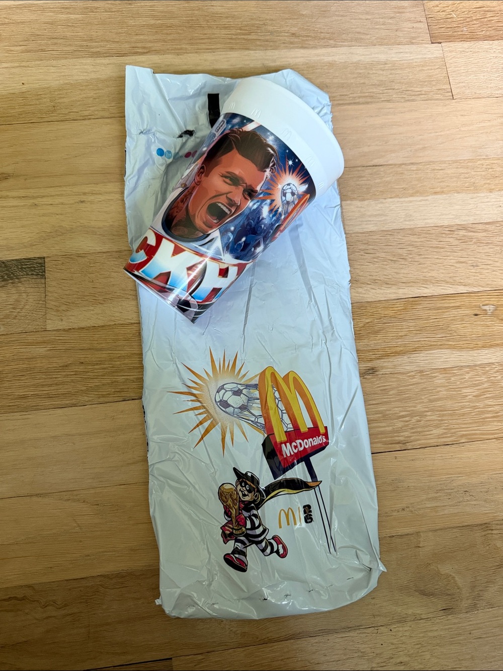 NWT FIFA World Cup Beckham England McDonald's Soccer Promo Cup and Bag 🏴󠁧󠁢󠁥󠁮󠁧󠁿